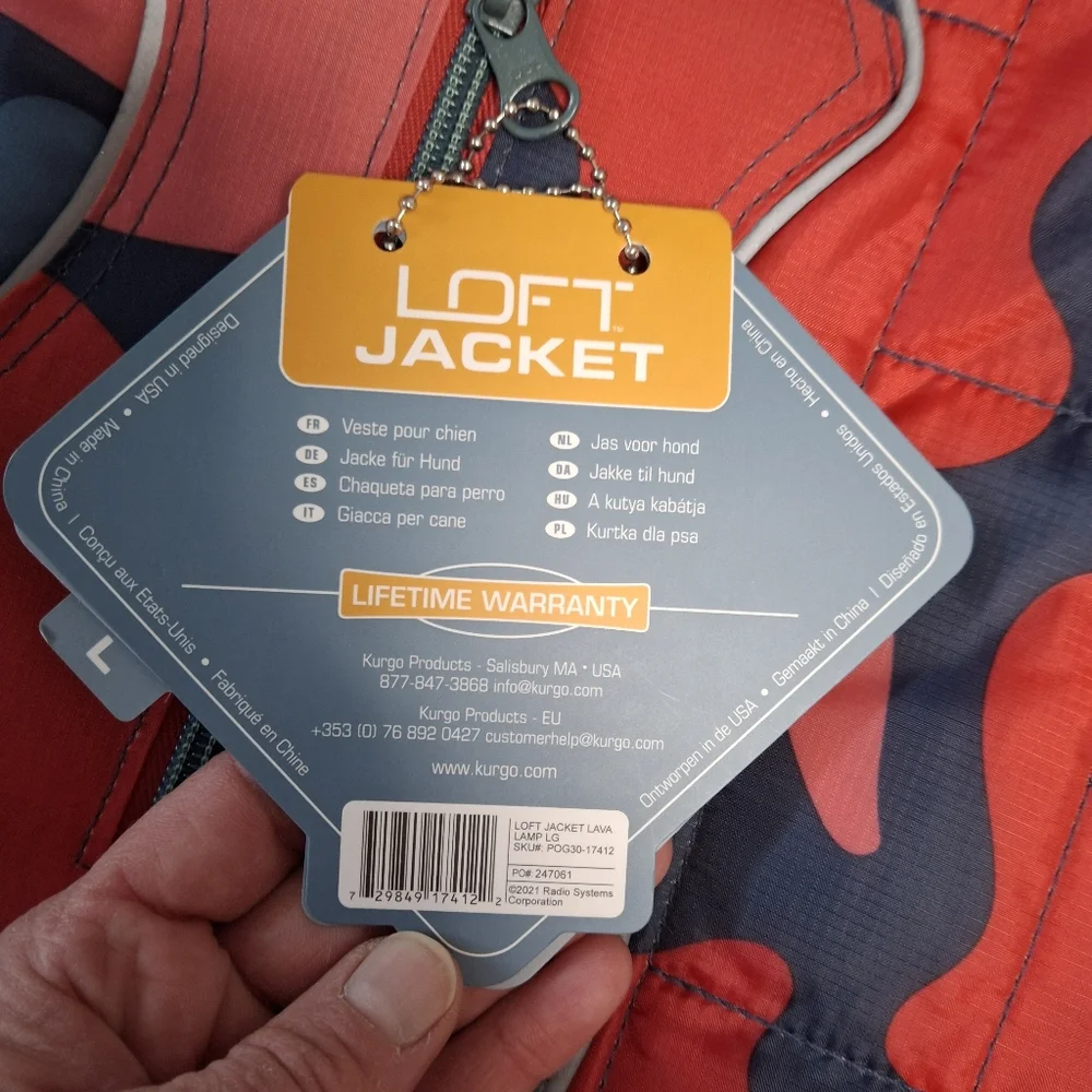 NWT Kurgo Loft Jacket Red Lava Lamp Size Large